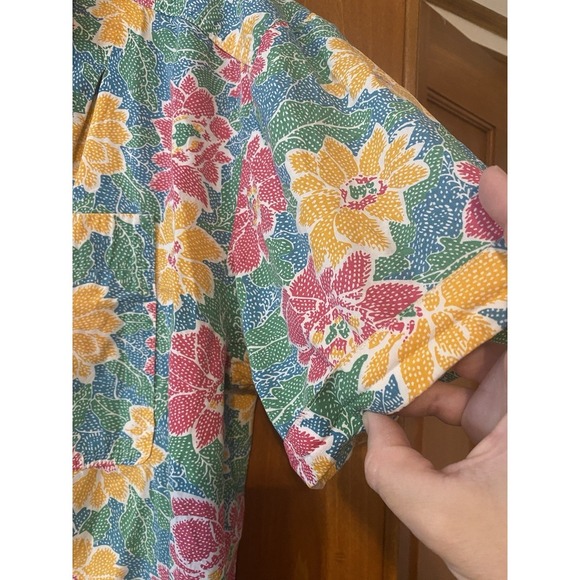 Vintage 90s Hawaiian Island Women's Floral Short Sleeve Button Down Large Retro - Picture 4 of 8